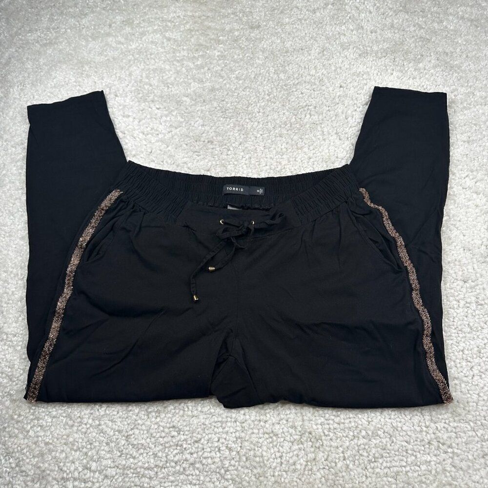 Torrid Pants Womens 0 Black Sequins Bling Rayon Spandex Blend